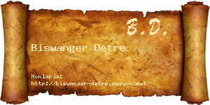 Biswanger Detre névjegykártya